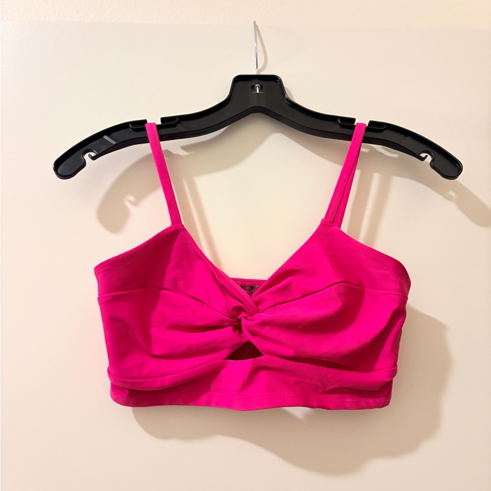 Bebe Fuchsia Twist Front Crop Top